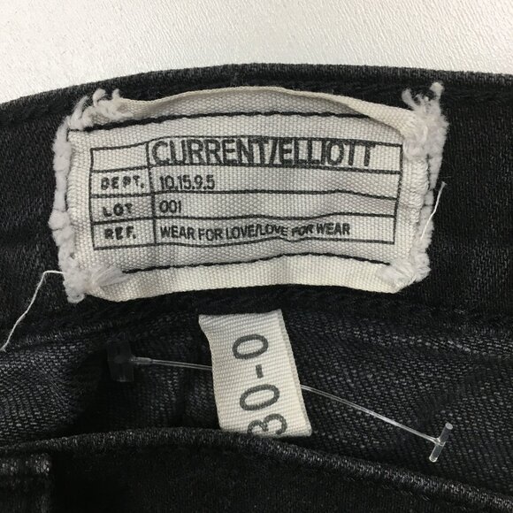 CURRENT ELLIOTT Logo Hardware Townhouse Black THE GAM Raw Edge Hem Denim Shorts - Picture 2 of 11